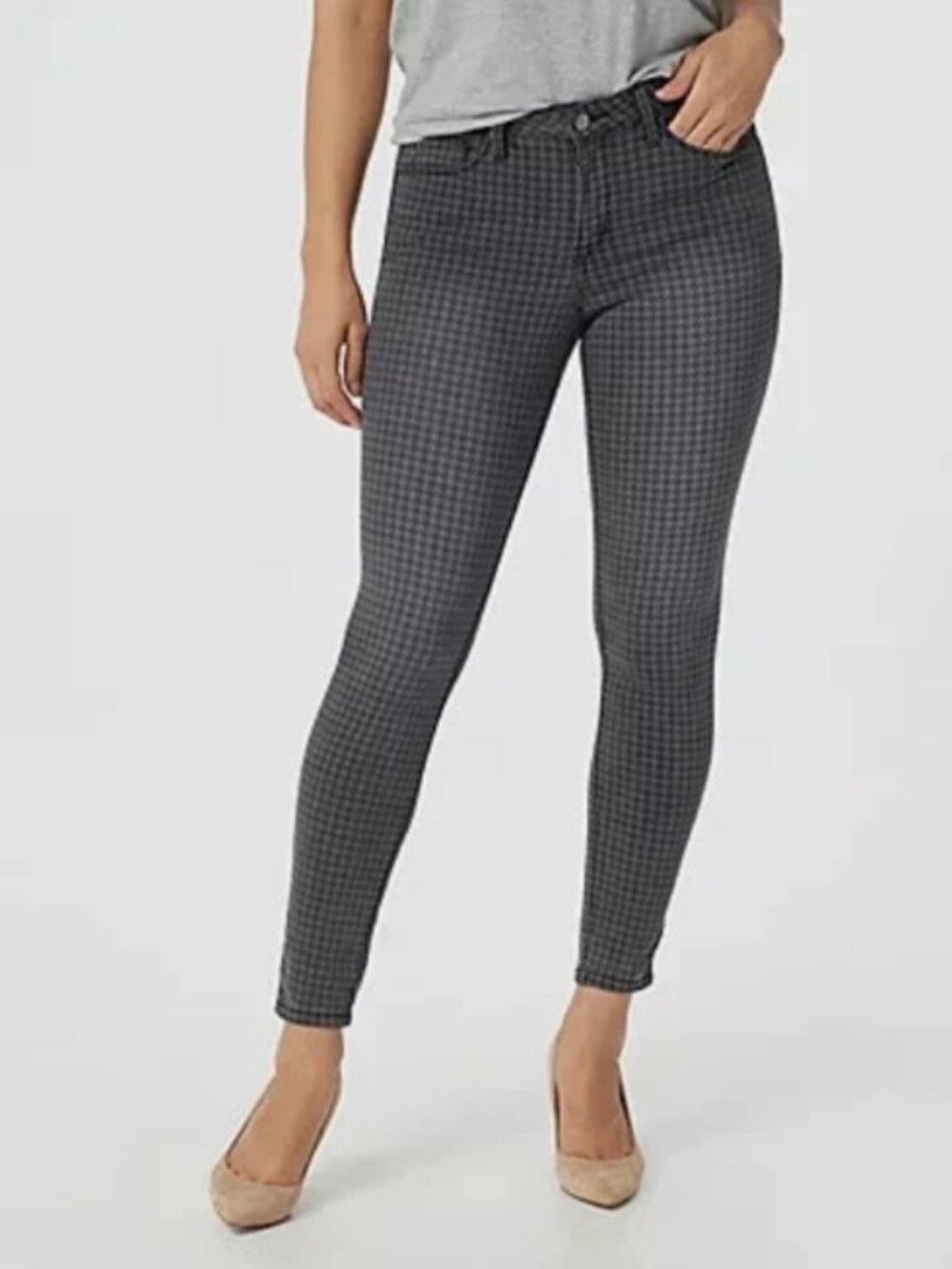 Laurie Felt Grey Denim Houndstooth Skinny Jeans